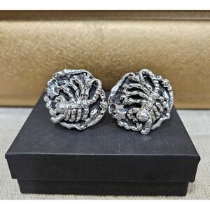 Vintage Scorpio Zodiac Astrology Cufflinks Bullet Back Silvertone Tortolani